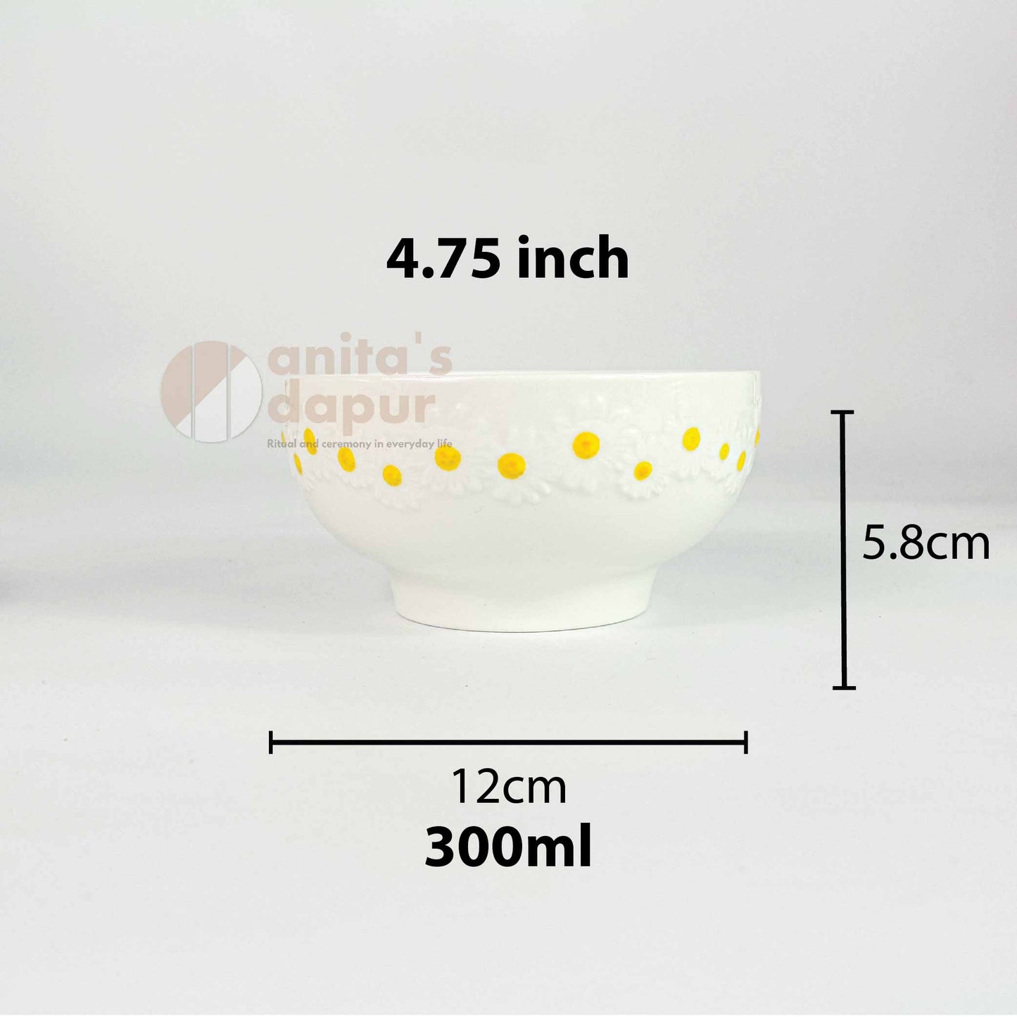 White Chrysan Bowl (4.75 inch , 8 inch)