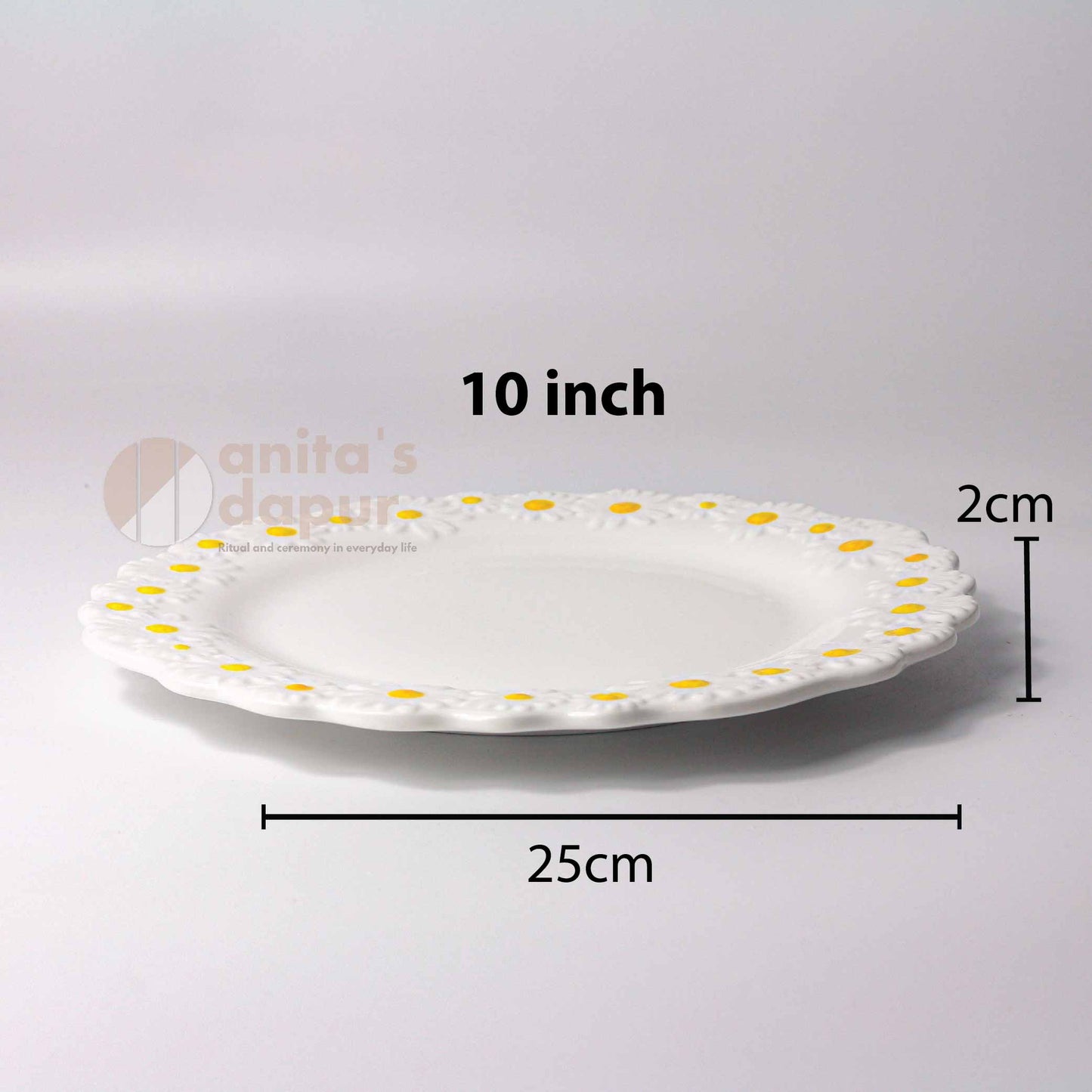 White Chrysan Plate (8 inch , 10 inch , 12 inch)