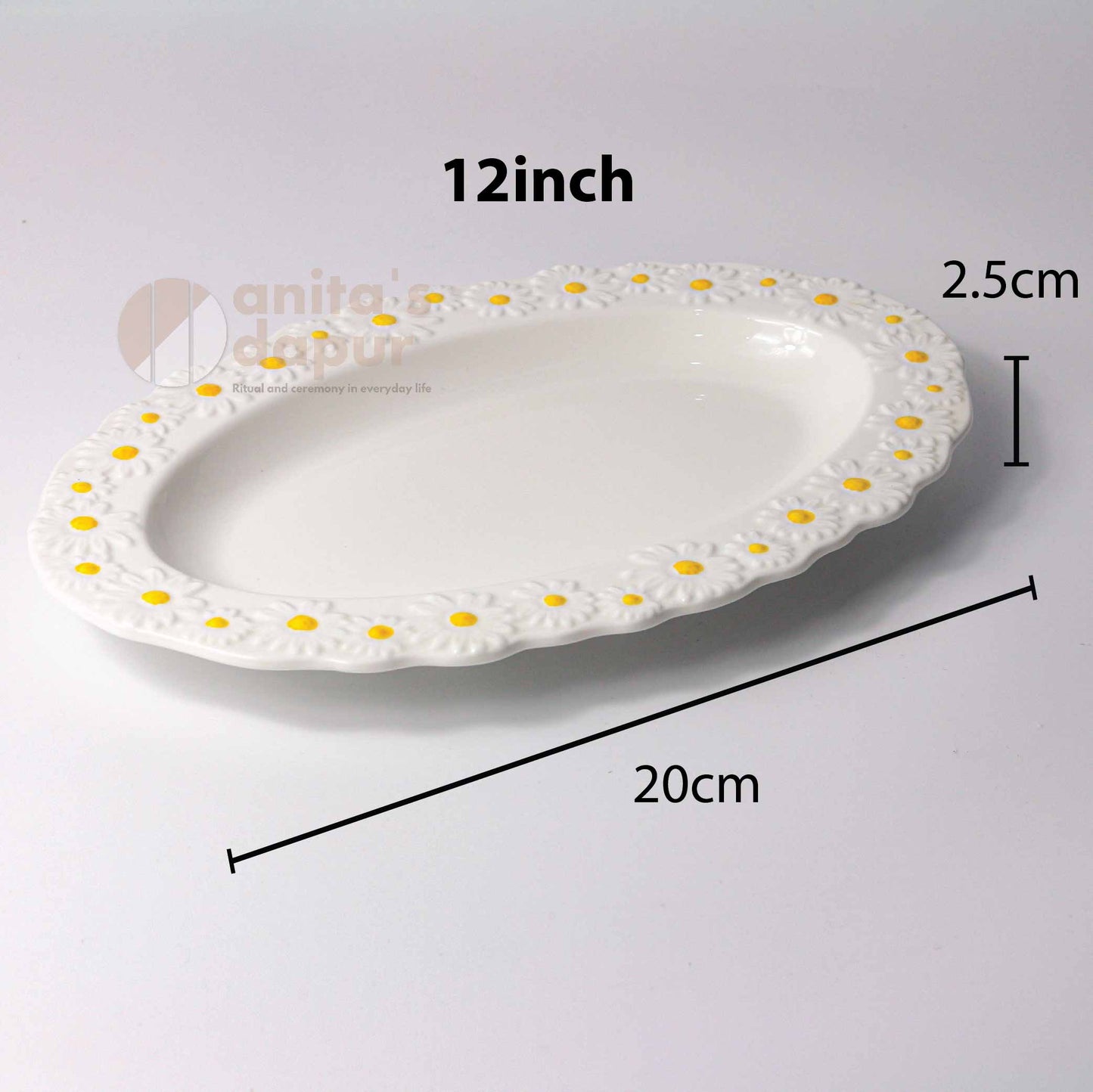 White Chrysan Plate (8 inch , 10 inch , 12 inch)