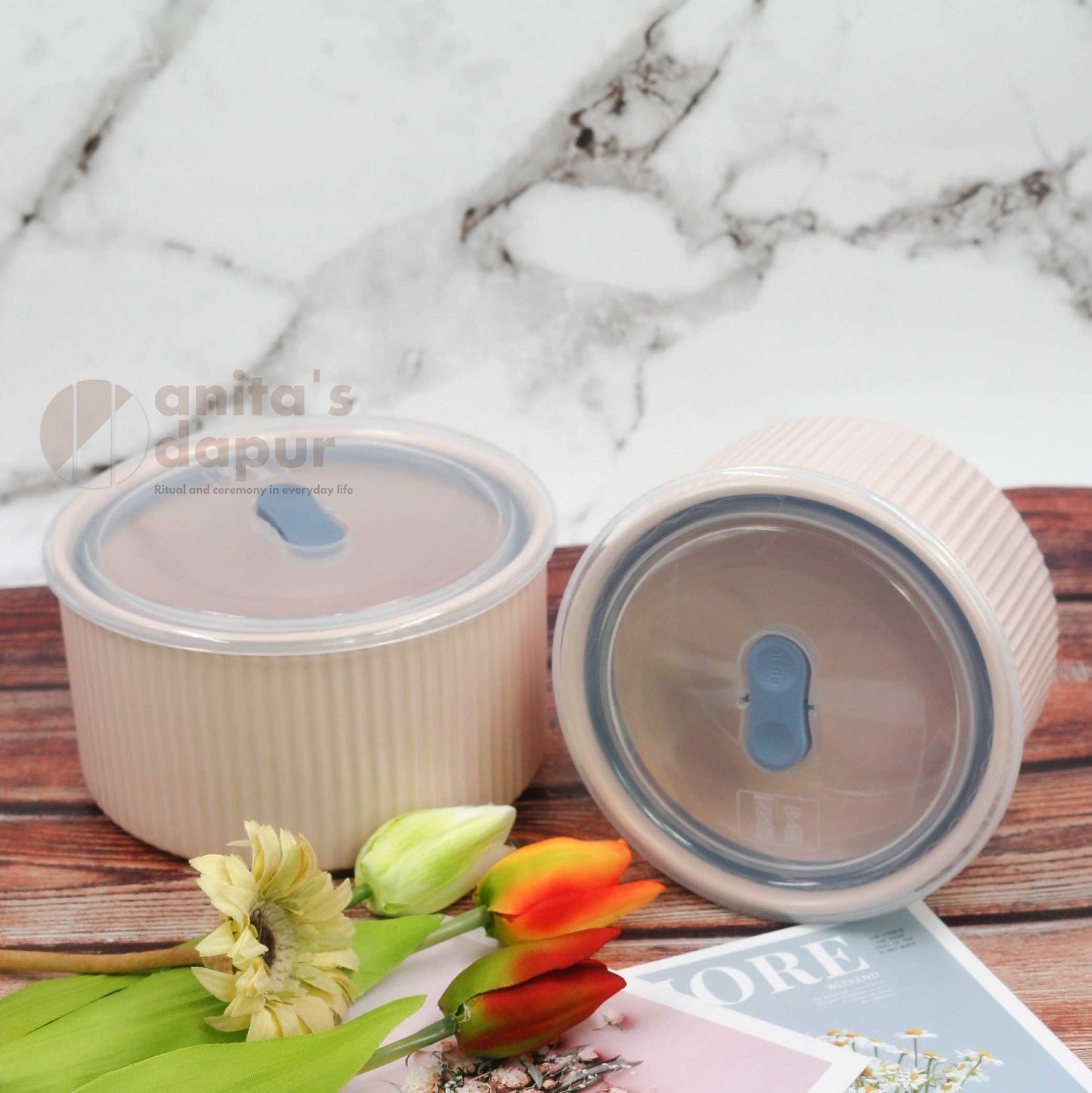 Pink Fresh Keeping Bowl (5.9 inch and 6.7 inch)