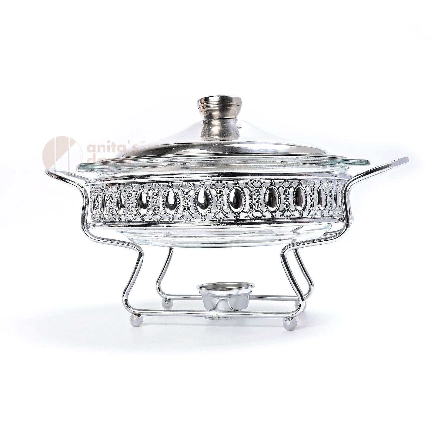 Round Stainless Steel Chafing Dish Gold & Silver (2L)