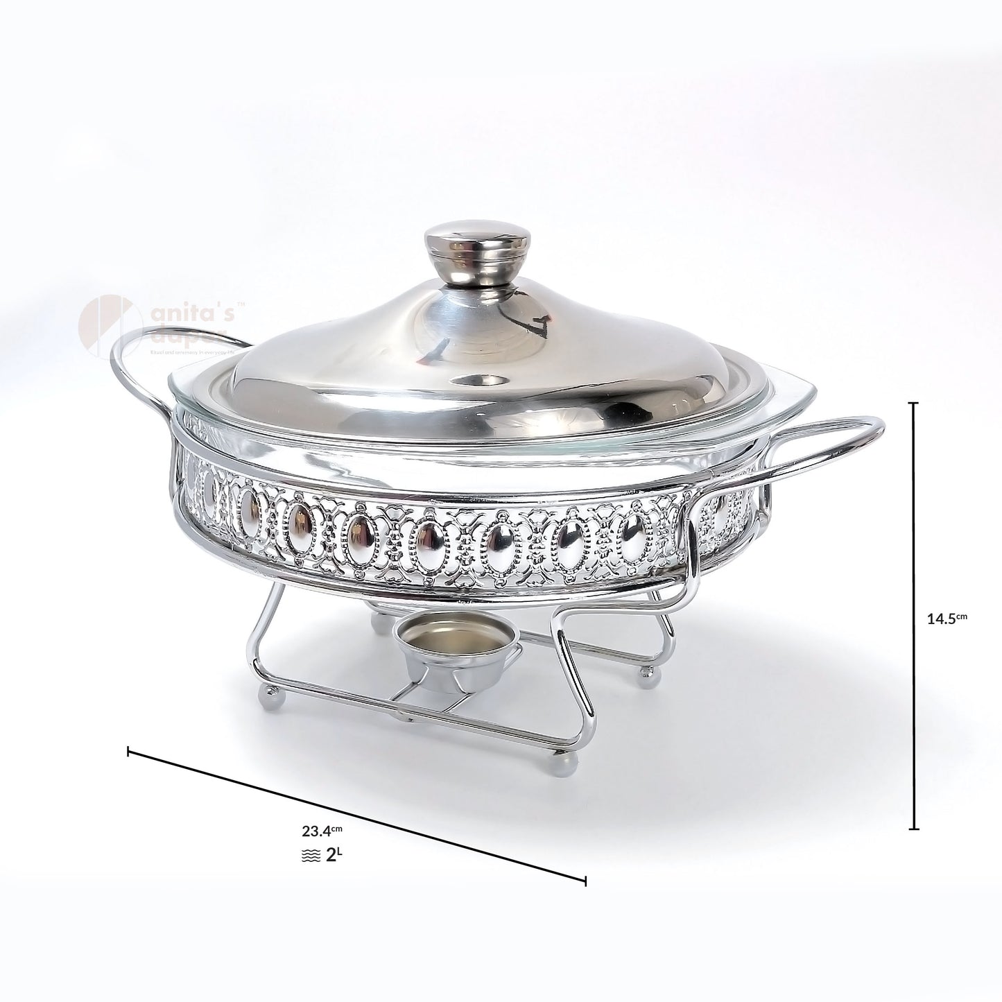 Round Stainless Steel Chafing Dish Gold & Silver (2L)