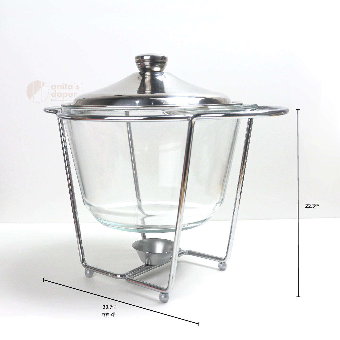 High Deep Glass Chafing Dish Gold & Silver (4L)