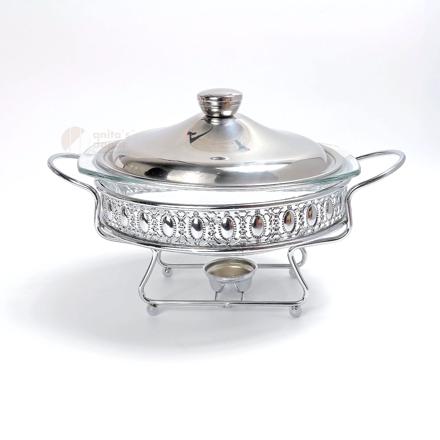 Round Stainless Steel Chafing Dish Gold & Silver (2L)