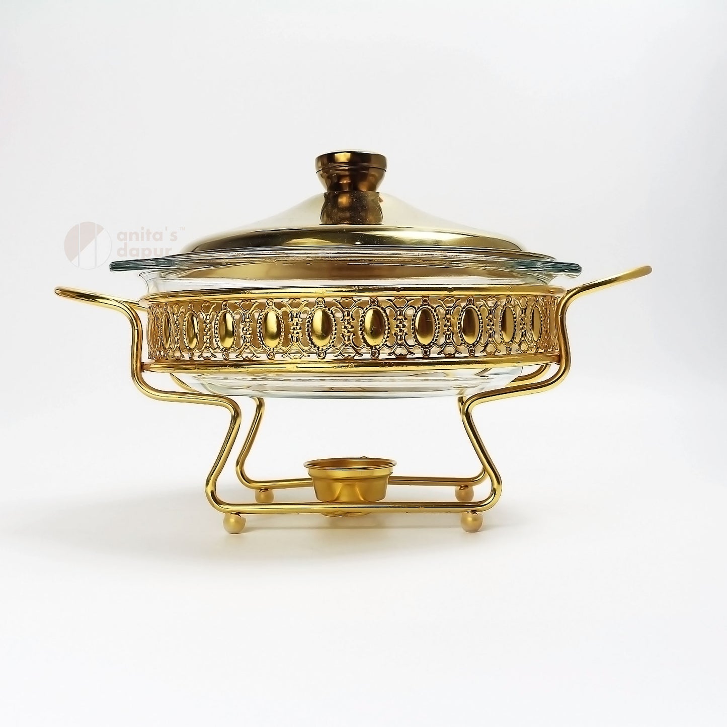Round Stainless Steel Chafing Dish Gold & Silver (2L)