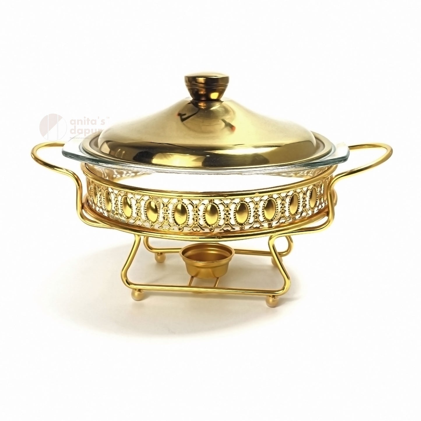Round Stainless Steel Chafing Dish Gold & Silver (2L)