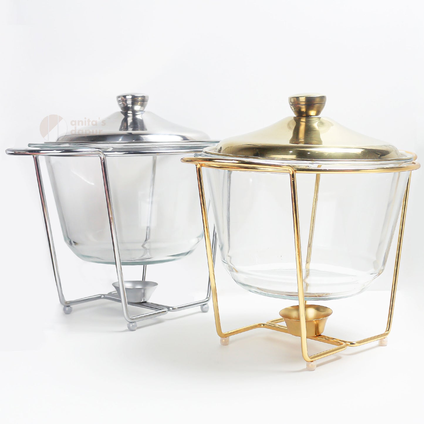 High Deep Glass Chafing Dish Gold & Silver (4L)
