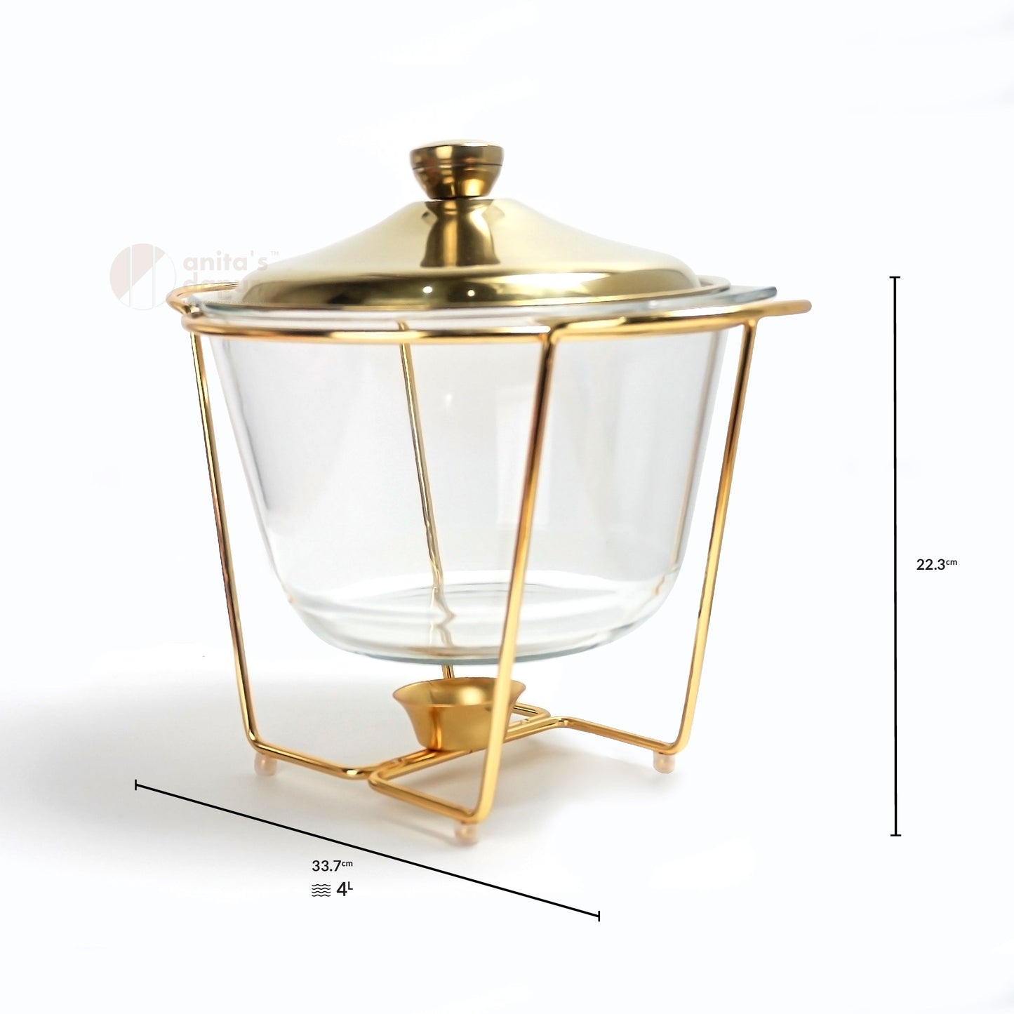 High Deep Glass Chafing Dish Gold & Silver (4L)