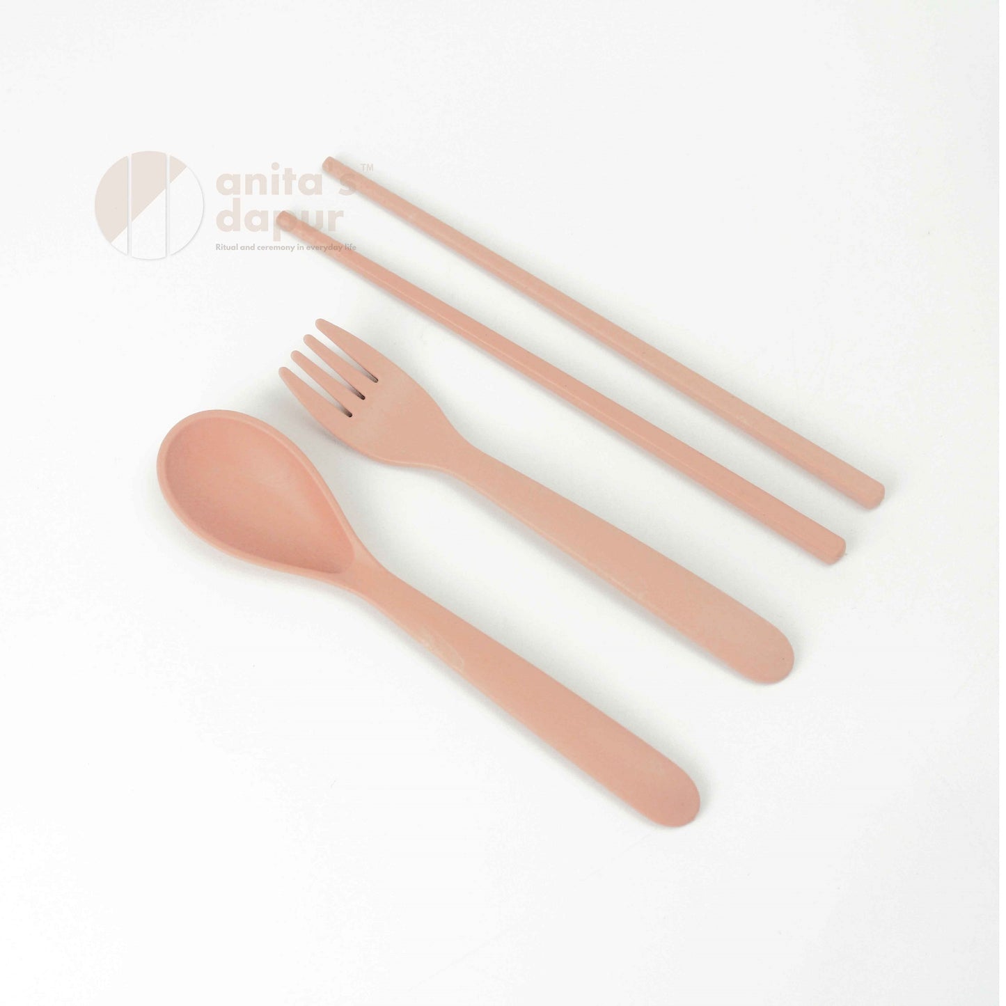 Wheat Straw Spoon/Fork/Chopstick (Beige & Pink)