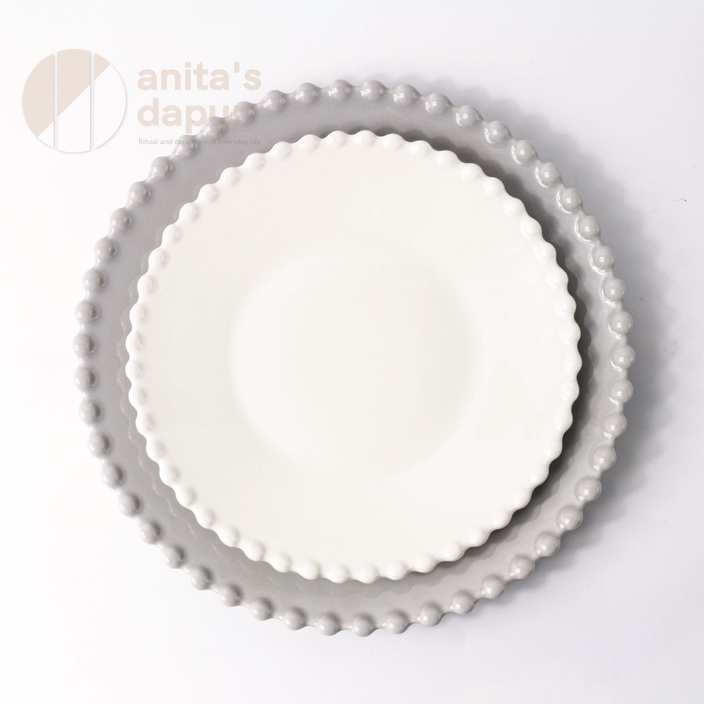 White Beads Series Plate (8 inch , 10 inch)