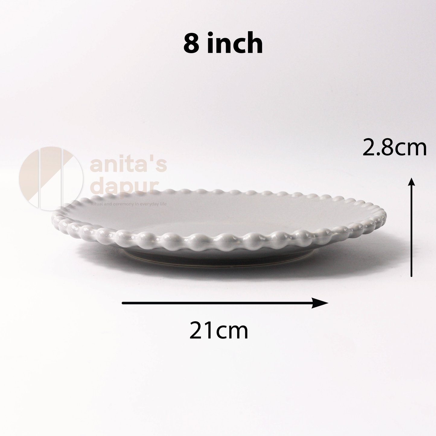 Beads Series Plate Grey (8inch , 10inch)