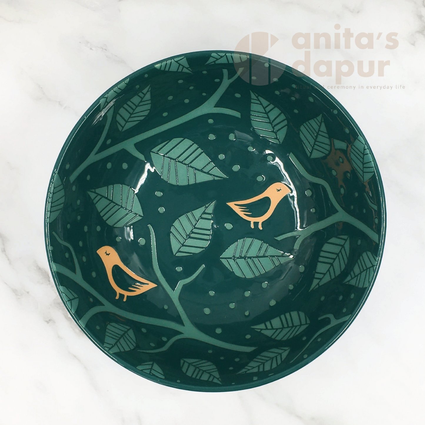 Green Crane Bird Bowls (5inch, 6inch and 8inch)