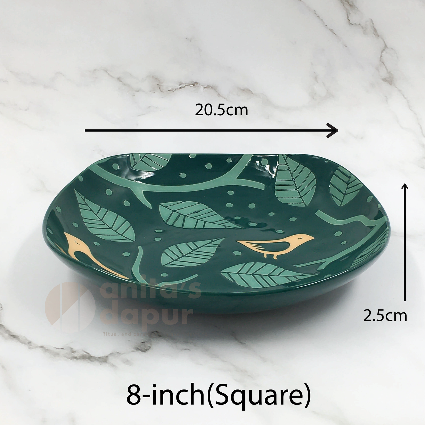 Green Crane Bird Plate (8inch)