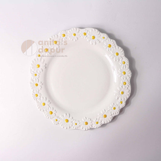 White Chrysan Plate (8 inch , 10 inch , 12 inch)