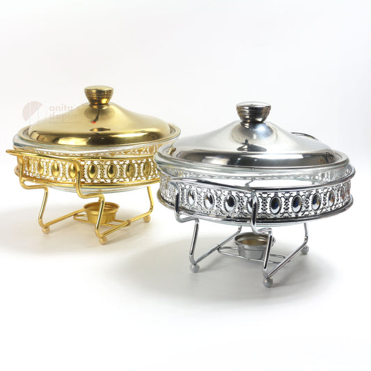 Round Stainless Steel Chafing Dish Gold & Silver (2L)