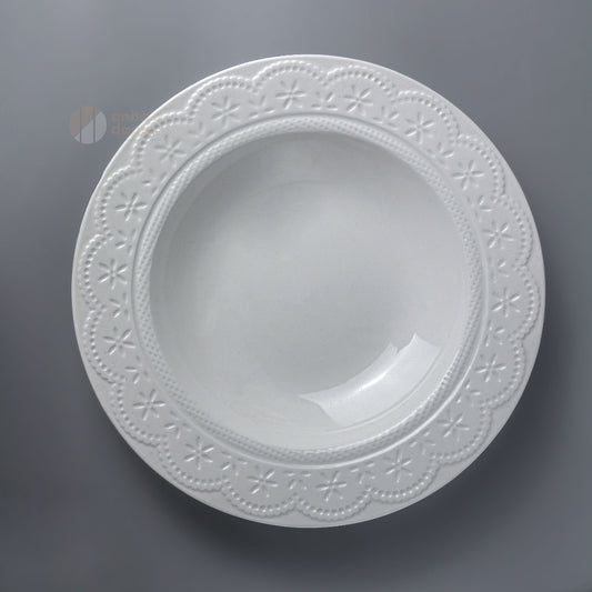 White Lace Deep Plate (9 inch)