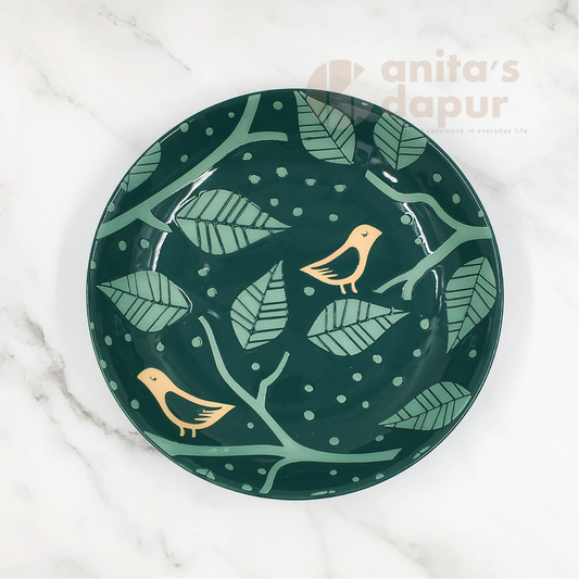 Green Crane Bird Plate (8inch)